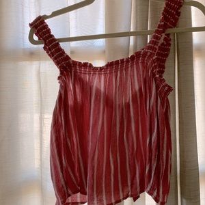 Vertical red and white crop top
